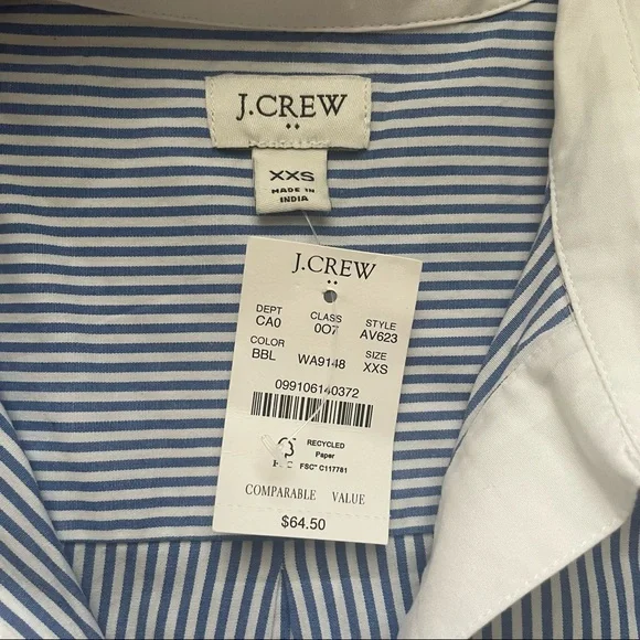 J. Crew Blue Pinstripe Seersucker Collared Tunic in Size XXS - Picture 5 of 11